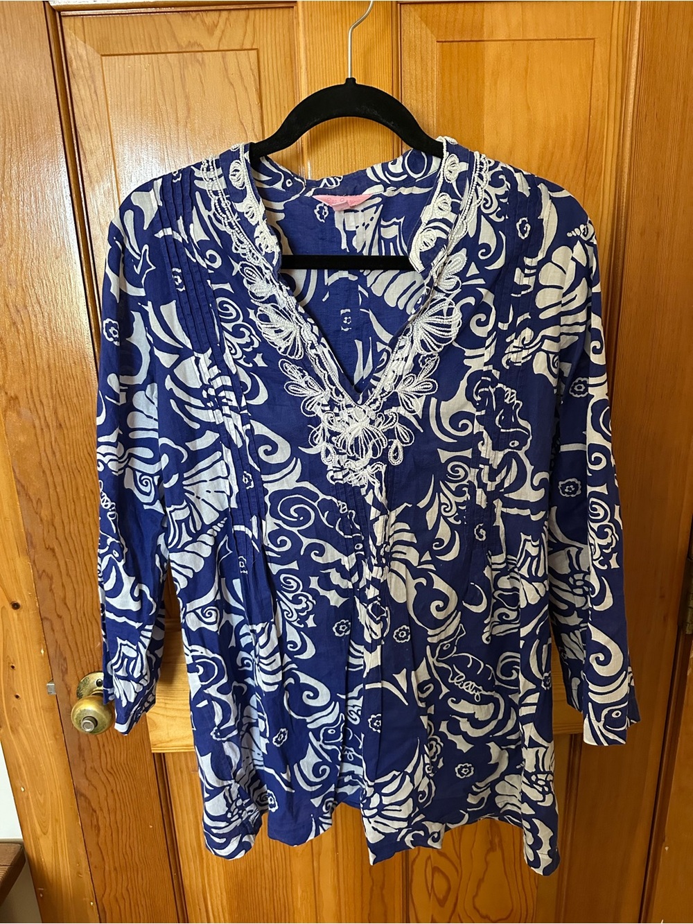 Lilly Pulitzer Sarasota Beaded Tunic in Spectrum Blue Tide Pools
